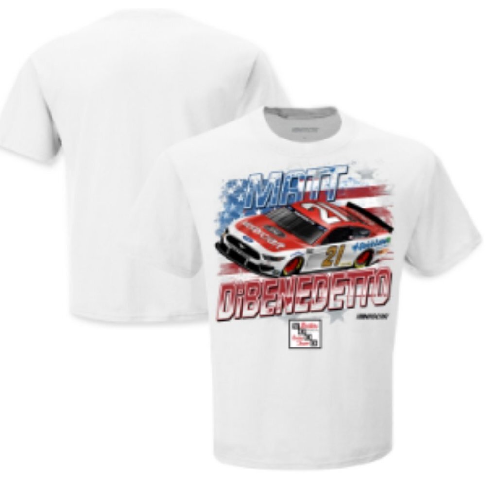 Matt DiBenedetto Checkered Flag Old Glory T-Shirt - White